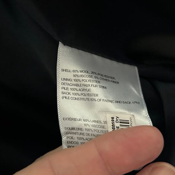 LAUNDRY by SHELLI SEGAL $298 NAVY Wool Military Style Faux Fur Jacket Size 4 - Picture 13 of 14